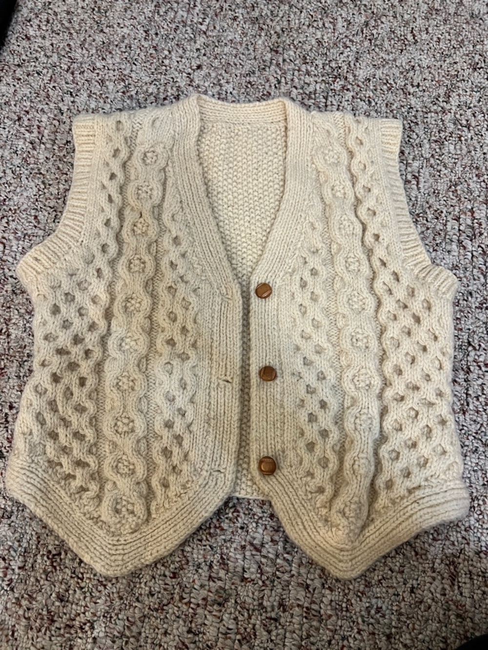 Cream Cable Knit Button-Front Sweater Vest